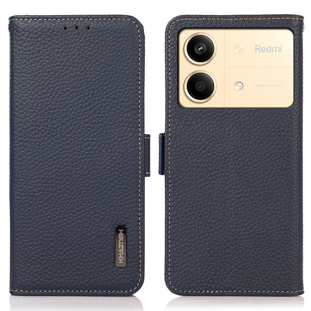 KHAZNEH For Xiaomi Redmi Note 13R Pro 5G Genuine Cow Leather Case RFID Blocking Protection Phone Cover - Black KHAZNEH For Xiaomi Redmi Note 13R Pro 5G Genuine Cow Leather Case RFID Blocking Protection Phone Cover - Black